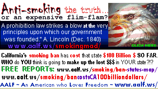 graphic link to AALF An American who Loves Freedom - Smoking mad - antismoking facts