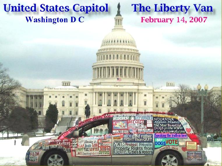 photograph of Liberty Van smokers rights in front of the United States Capitol Building on Valentine's Day, February 14, 2007
